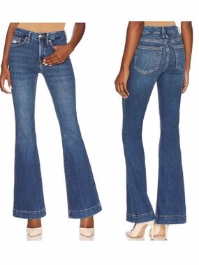 Good American Women's Good Flare with Deco Back Yoke A Blue Denim Jeans Size 26